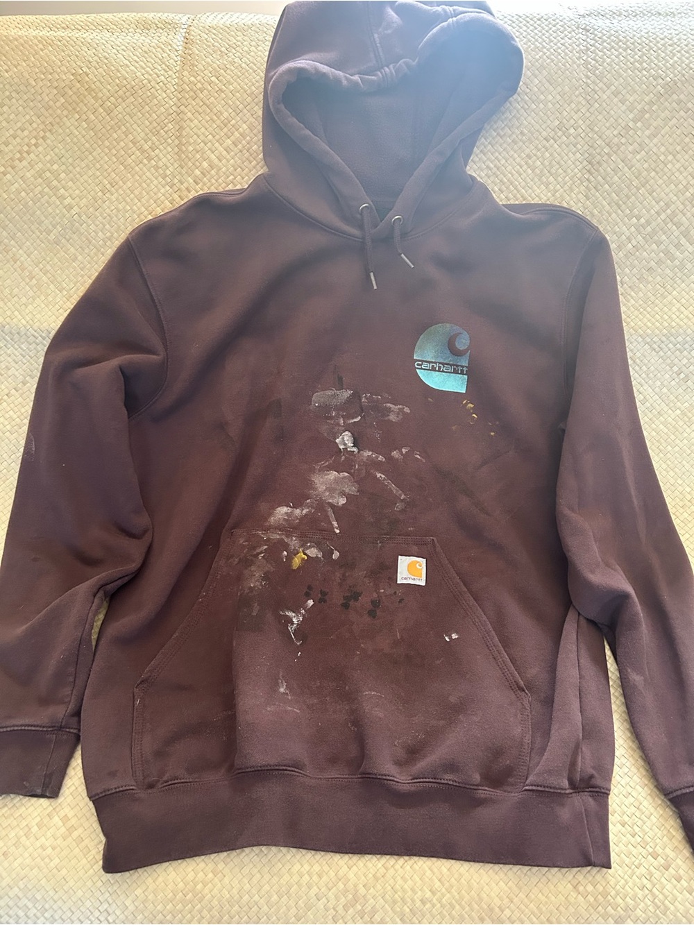 Carhartt Brown Hooded Work Sweatshirt with Logo